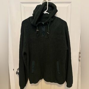 Pretty Garden Women’s Hooded Sherpa Fleece 1/4 Zip Forest Green Sweater Size S